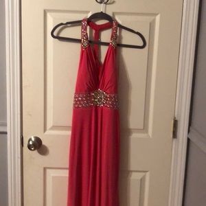 Simple pink prom dress